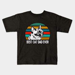 Vintage Best Cat Dad Ever Funny Gift Idea Kids T-Shirt